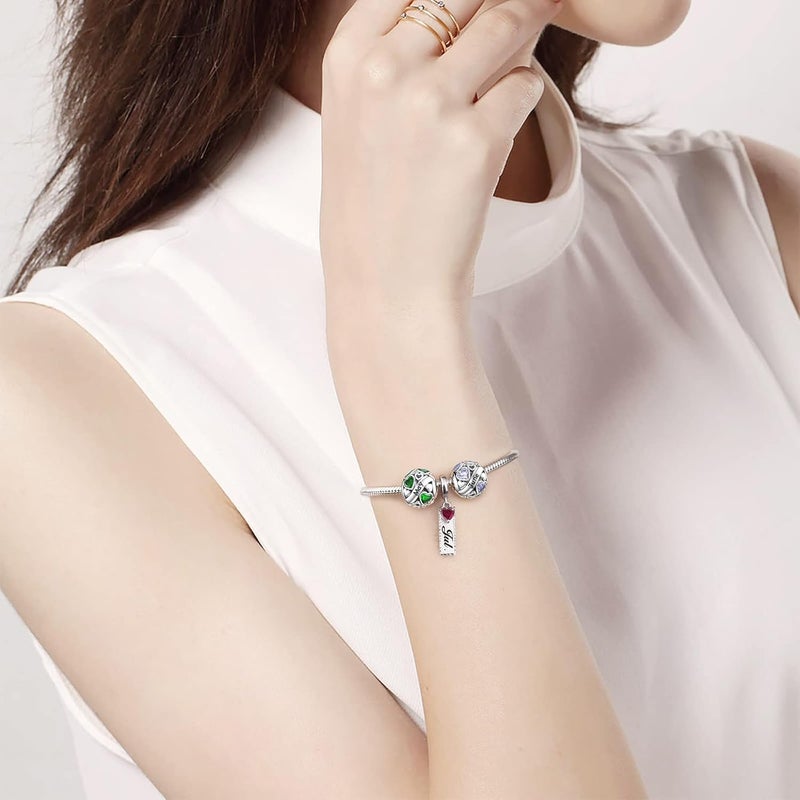 DALARAN Birthstone Charms for Charms Bracelet 925 Sterling Silver Heart Bead Happy Birthday Charms for Women - Image 4